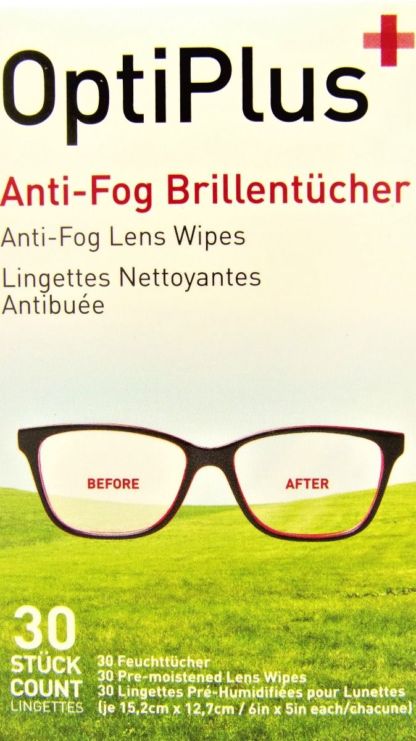 Optiplus Anti Fog Lens Wipes (Disposible) 2 x Pack of 30